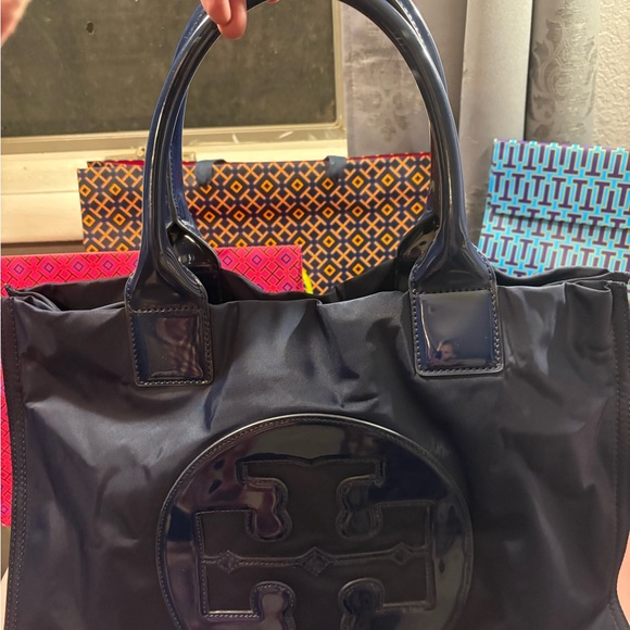 Tory Burch Handbags - Tory Burch Navy Ella Tote Bag Large